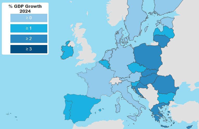 Crescita del Pil in Europa 2024